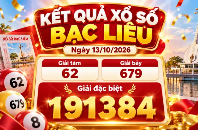 Kết quả xổ số Bạc Liêu 13/10/2026