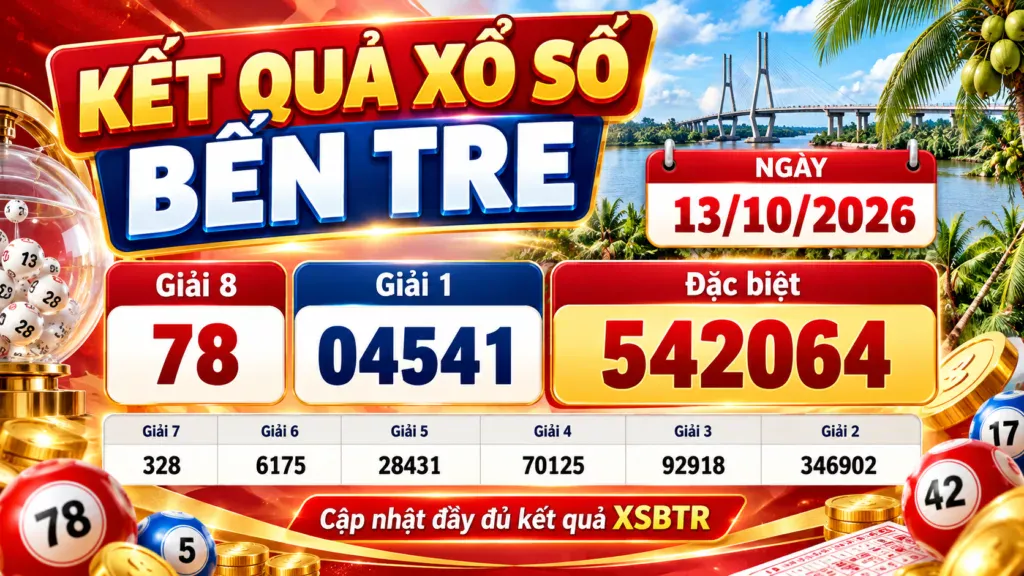 kết quả xổ số Bến Tre 13/10/2026
