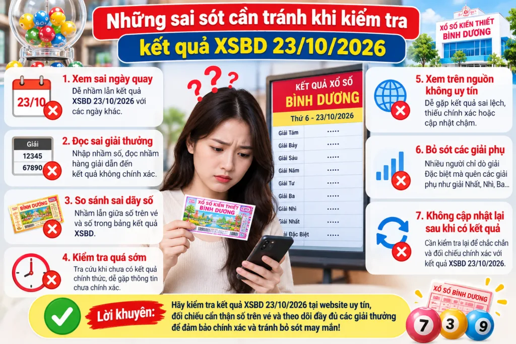 Những sai sót cần tránh khi kiểm tra kết quả xổ số Bình Dương 23/10/2026